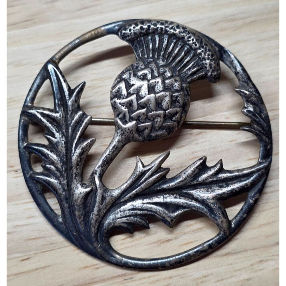 Vintage Danecraft Brooch Pin Scottish Thistle Flower-  Sterling Silver